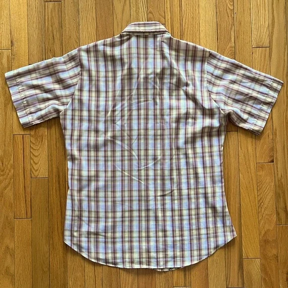 VTG 60s 70s Levi’s Button Shirt Western Plaid Pockets Maroon Red Gray White Tab - Picture 5 of 7